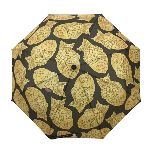 和柄テキスタイル三つ折りたたみ傘-たい焼き